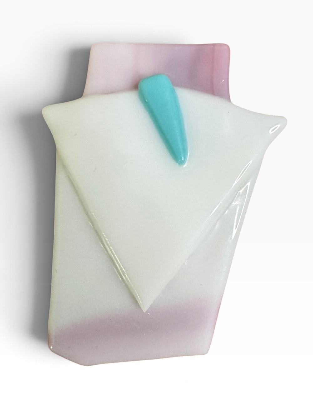 Hand Crafted White Necklace Pendant with Light Purple and Teal Accent